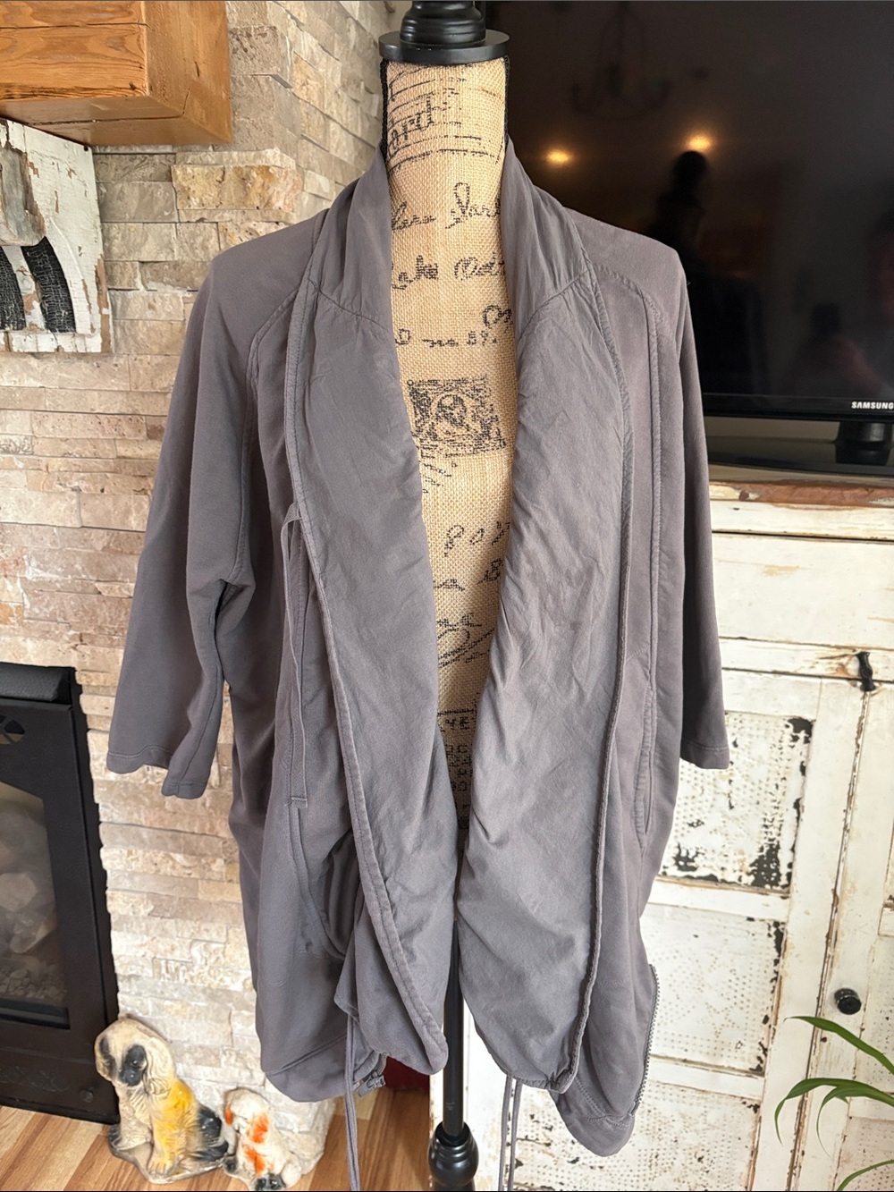 Prairie Underground Seattle gray moth jacket oversized cocoon fit draped front